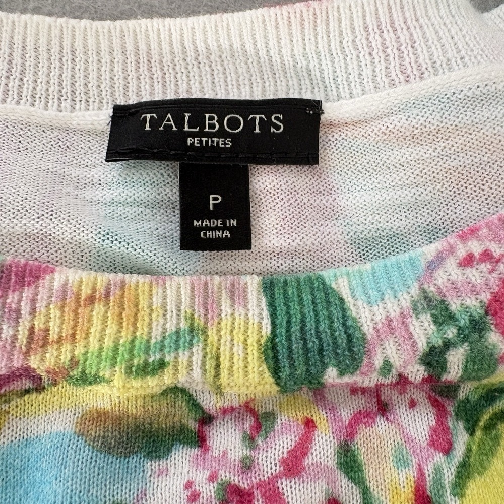 Talbots Top Petite XS Summer Sweater Floral Artsy Resort Coastal Grandmother - Picture 7 of 8
